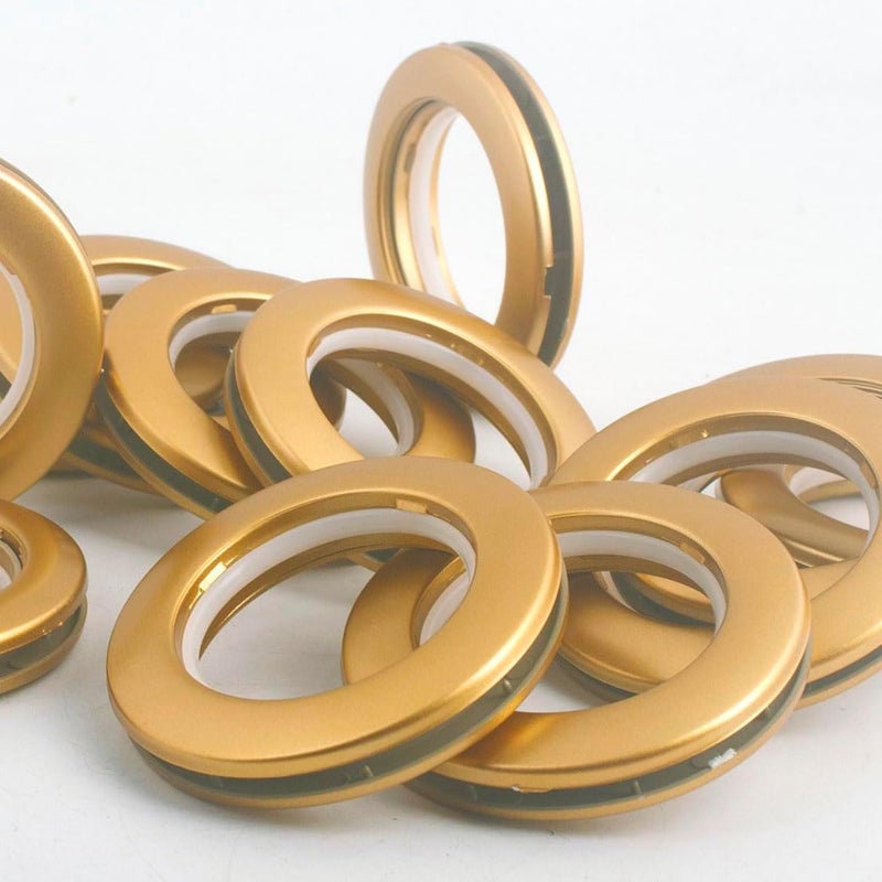 Kuasting 42 Pack Curtain Grommets 1-9/16"(40mm) Plastic Curtain Eyelet Rings Inner Diameter Nanoscale Low Noise Large Grommet Kit for Fabric (Golden) - Image 1